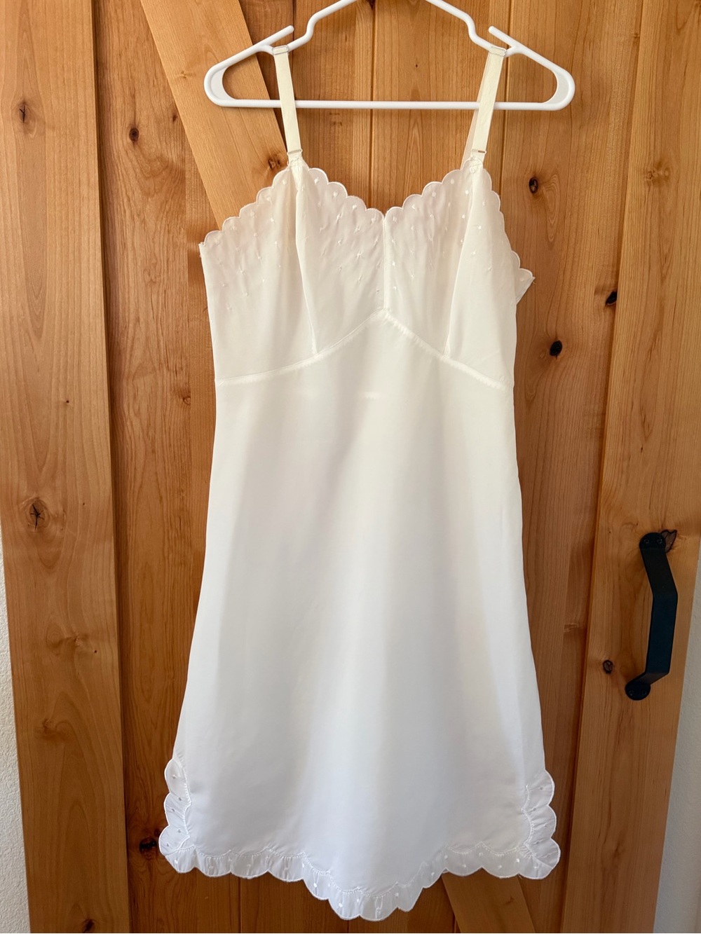Vintage 1950s Barbizon Candie Tafredda Slip Dress Ivory Scalloped Coquette, L - Picture 11 of 16